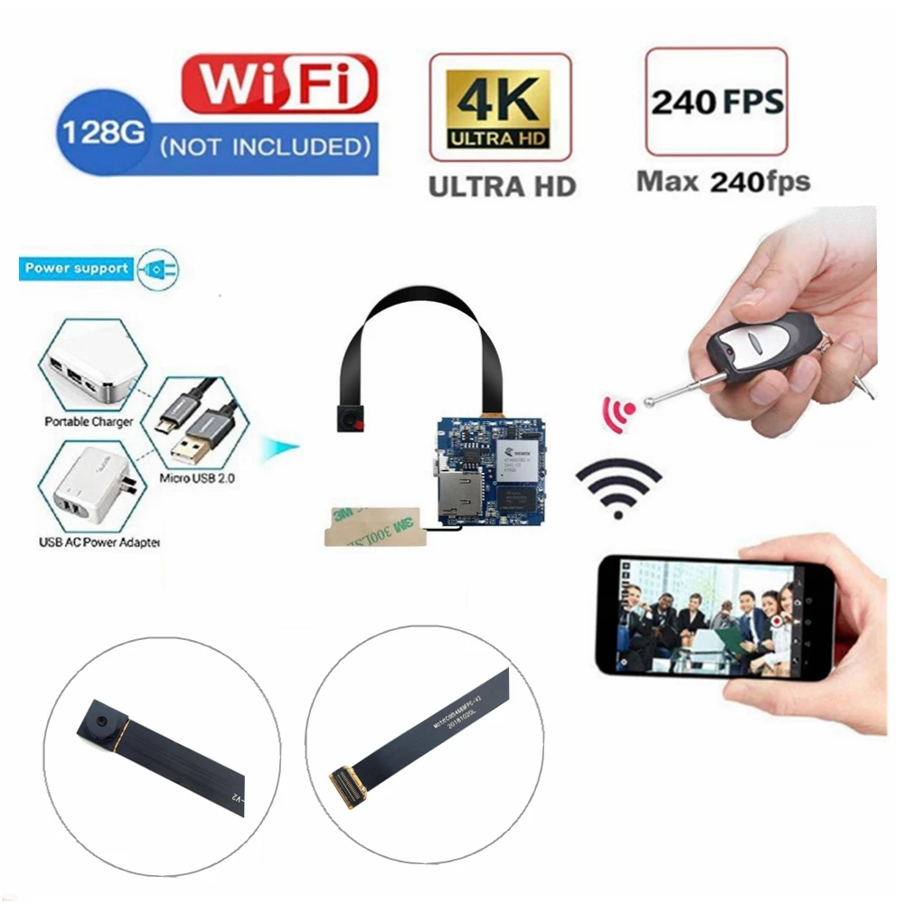 WiFi P2P Mini Cam 16MP 4K Reaalne 2.7 K lainurk Juhtmevaba Digitaalne videosalvesti Algatusel Detec puldiga DIY Kaamera Moodul