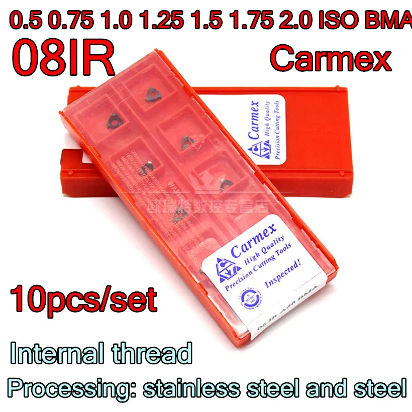 08IR A60 A55 0.5 0.75 1.0 1.5 1.25 1.75 2.0 ISO saadaval olevate tõlkide 10tk Carmex Karbiid sisesta Töötlemine: roostevaba teras, sulam, teras jne
