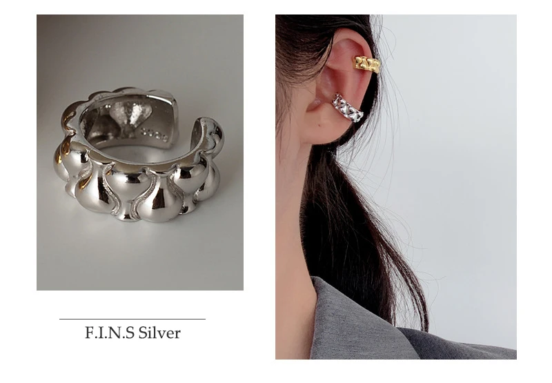 F. I. N. S AINULT 1Piece S925 Sterling Silver Ear-Clip Naiste Õrn Unikaalne Virnastatavates Kõrva Luu Mood Kaunid Kõrvarõngad Ehted