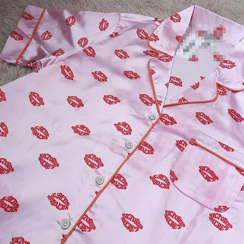 Suvel Pidžaama Naiste Mood Daamid 2020 Lühike Sleepwear Satiin Silk Lounge Kandma Kahe-osaline Komplekt, Huuled Roosa Pjs Öö Sobib
