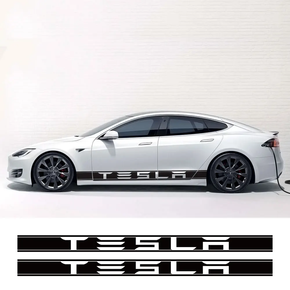 2TK Auto Keha Kaunistamine Wrapid Jaoks Tesla Model 3 S X P100D Auto Uks Pool Seeliku Triibud Kleebised Kleebised Vinyl Film Tarvikud