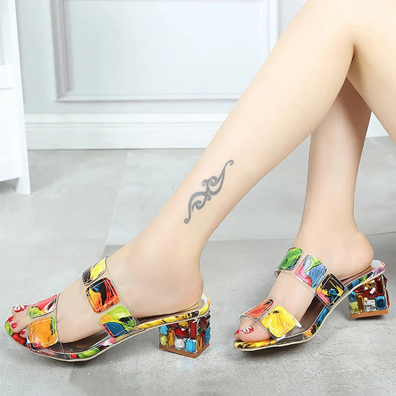 Suve kingad naiste sandaalid 2021 avatud varvas värvikas rhinestone platvorm sandaalid naiste kingad, kõrge kontsaga kingad naine pumbad daamid