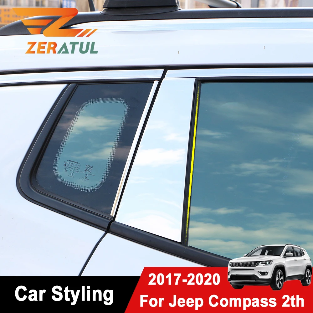 Zeratul 8Pcs/Set Auto Akna Postitus Ukse Keskel Saba Samba kaitsekaas Sisekujundus Decor Strip Kleebise jaoks Jeep Compass 2017 - 2020