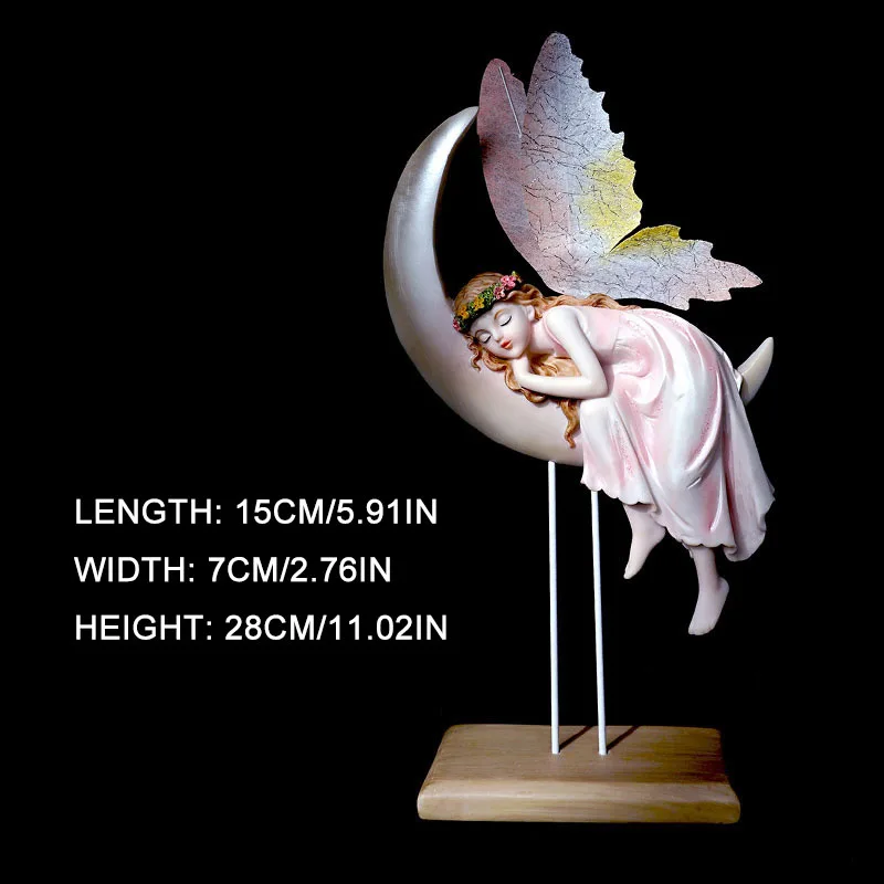 Loominguline Vaik Flower Fairy Moon Tüdruk Skulptuur Ornament Kodu Elutoas Desktop Sisustus Käsitöö Haldjas Kääbus Aed Decor