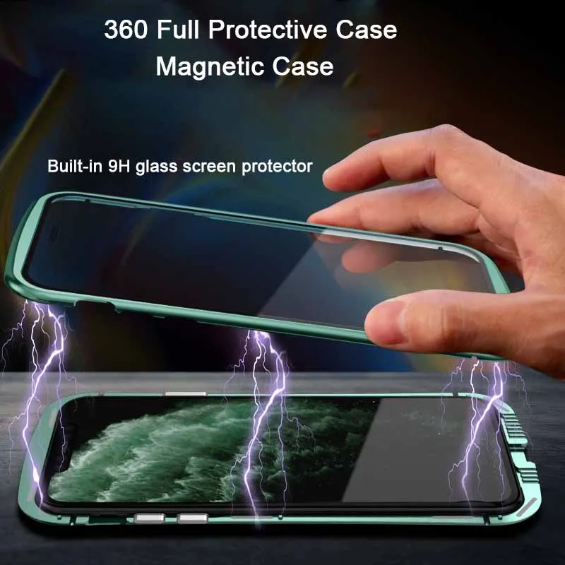 Magnet 360 Täis Protective Case For iphone 11 juhul Metallist Coque Funda iphone 11 pro max juhul Karastatud Klaasist Kate Kaitseraua