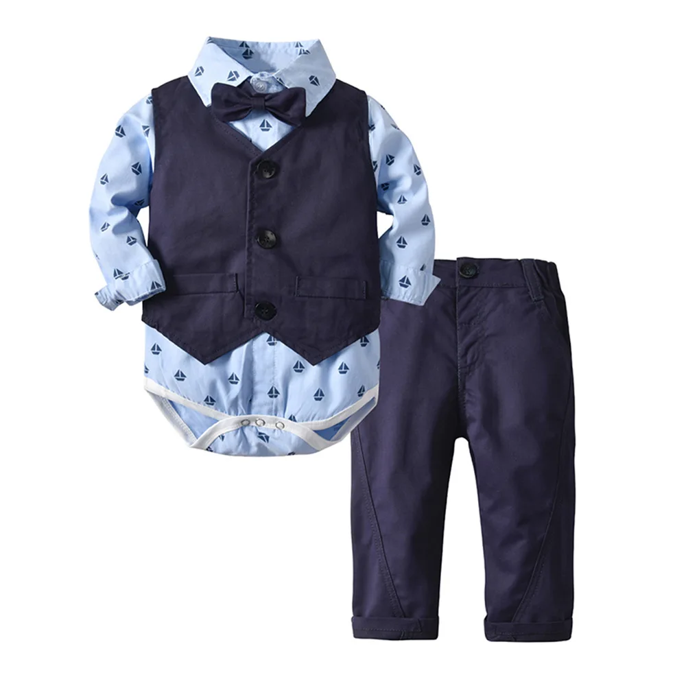 Ülikonna Vest Baby Boy Romper Püksid Kikilips Peorõivad Sobib Imiku Vastsündinud Poiste Riided 3 6 9 18 24 M