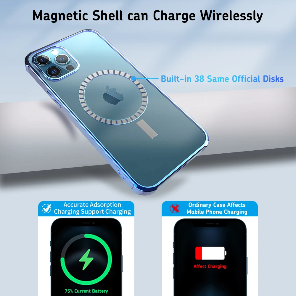 Magnet Läbipaistev Selge Katmine Pehme TPU Telefon Case for iPhone 12 Pro Max 11 Magsafe Traadita Laadija Pole Kaardi Tasku