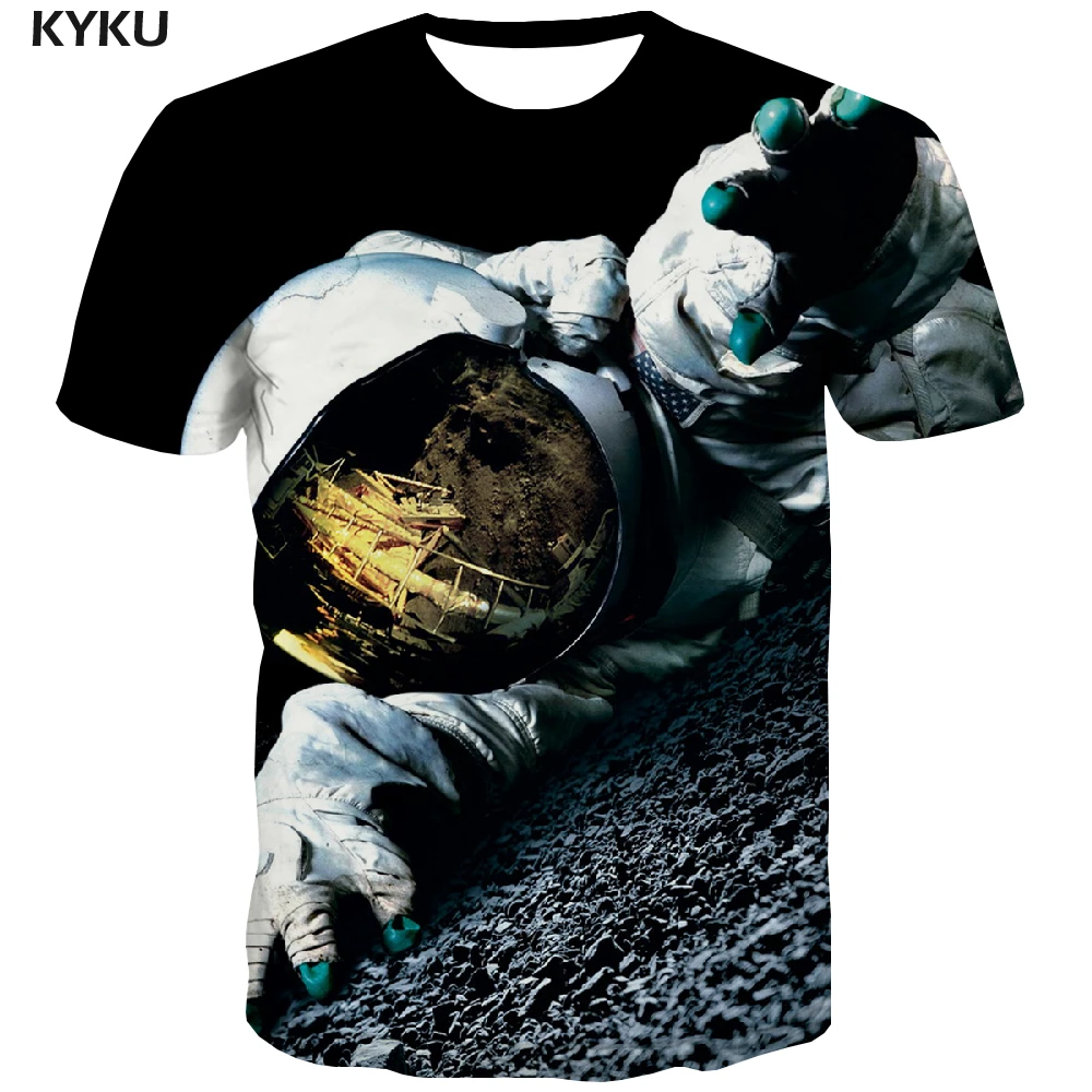 KYKU Brändi Maa T-särk Meestele Ruumi Anime Riided Universumi Tshirts Vabaaja Astronaut Tshirt Trükitud Meeste Riided Hip-hop