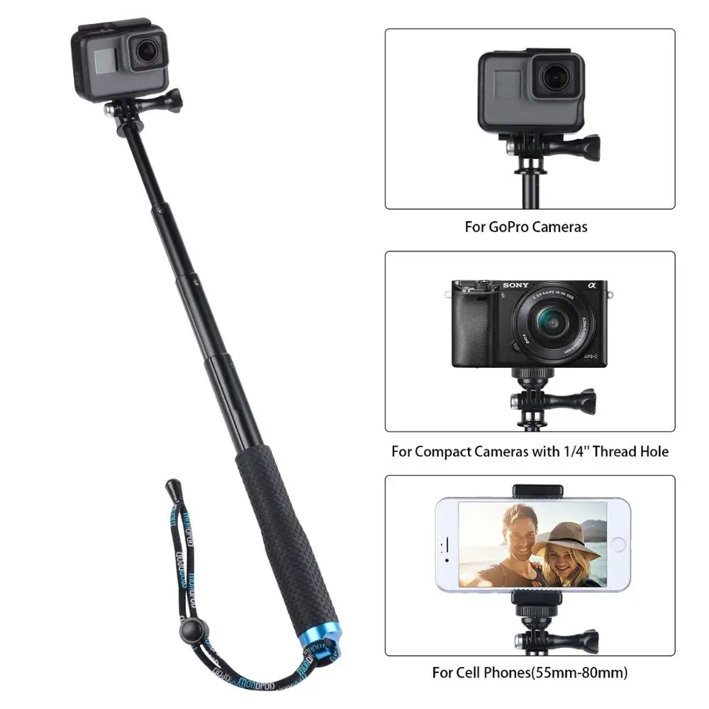36 tolli Selfie Kinni Monopod jaoks GoPro Hero 6 5 7 4 Must Hõbe Istungil Sjcam Sj7 SJ4000 Eken Yi 4K eest DJI Osmo Action Kaamera