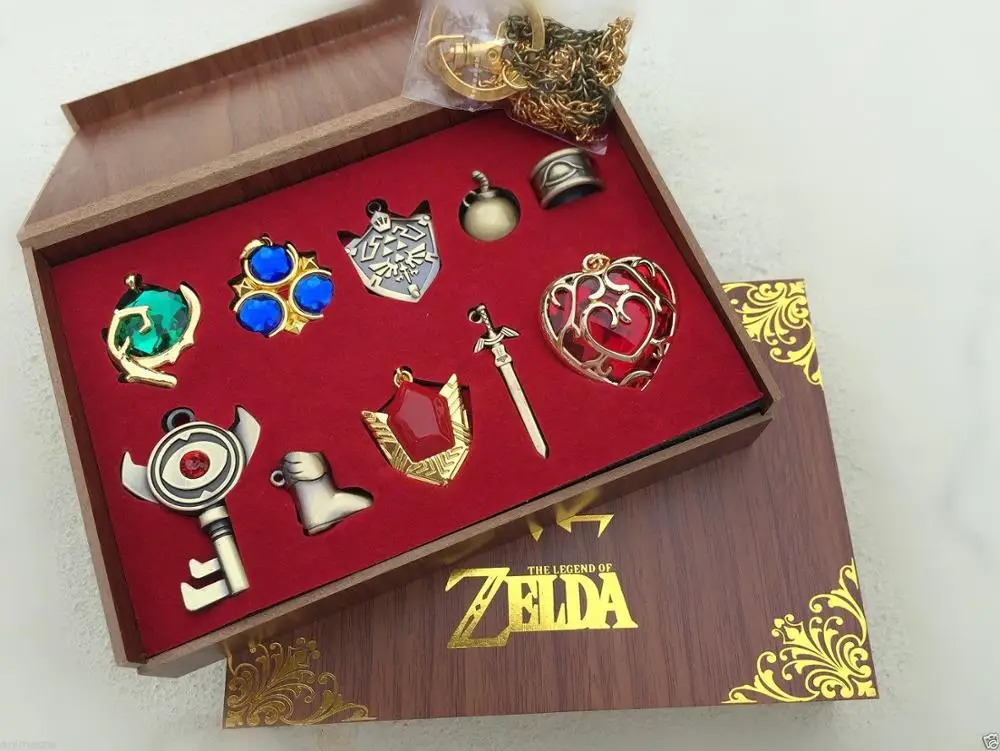 Legend of Zelda Triforce Hylian Shield & Master Mõõk Võtmehoidja Kaelakee Ripatsid Võtmerõngast Relvade Kogumise Määra Cosplay Prop