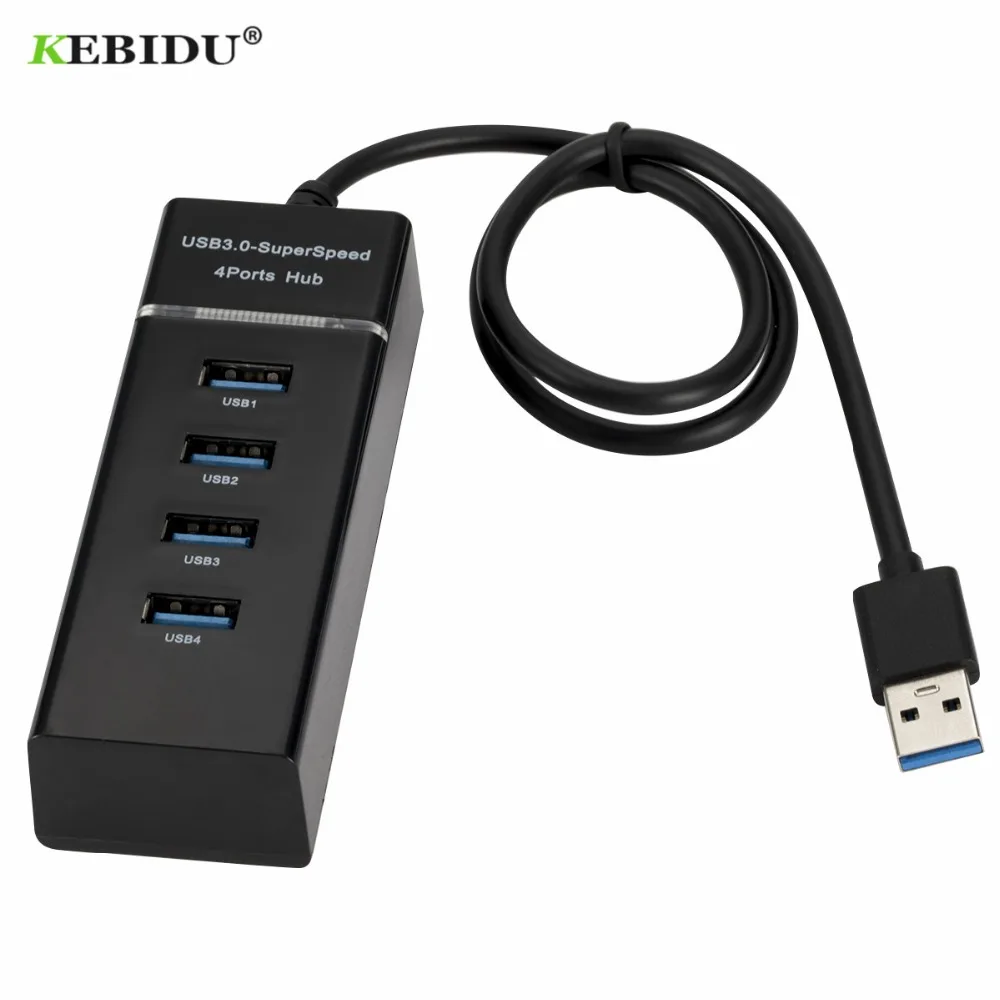 KEBIDU 4 sadamate kiire Rummud Hi-Speed 4-Port USB 3.0 Multi HUB Splitter Expansion Desktop PC Sülearvuti Adapter, USB HUB