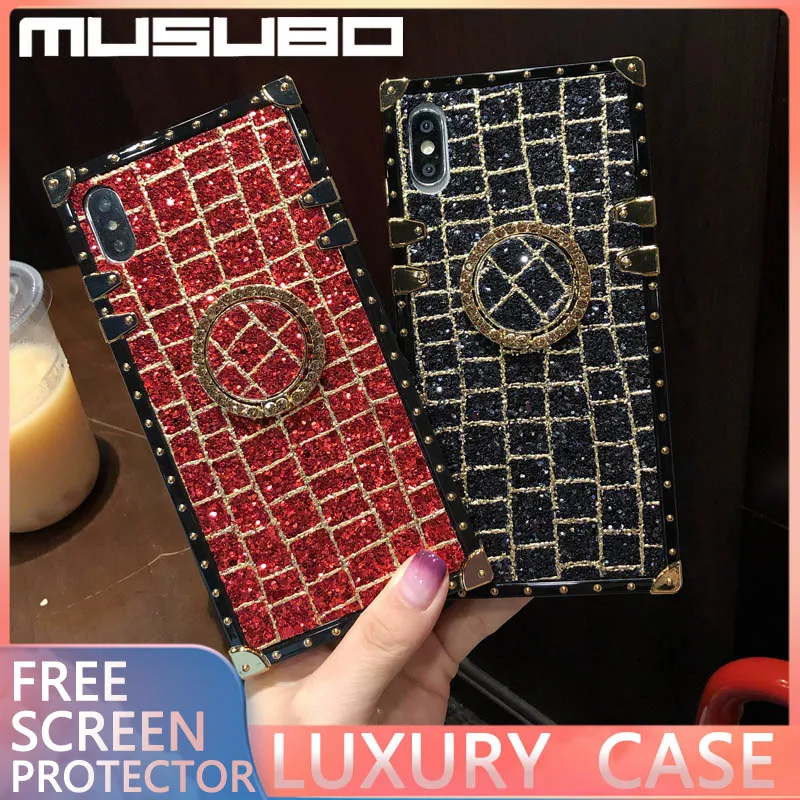 MUSUBO Luksus Case For iPhone XS Max X-XR 6 6S Pluss Fashion Square Glitter Kate Telefon Juhtudel iphone 11 PRO MAX 7 8 Plus Pehme