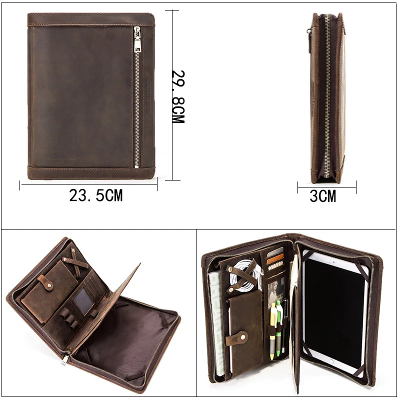 Real Leather Case for iPad Pro 10.5 Tablett Kaitsta Kate Padfolio Kott Multifunktsionaalne Äri Rahakott Sidur Kott Reisi Omanik