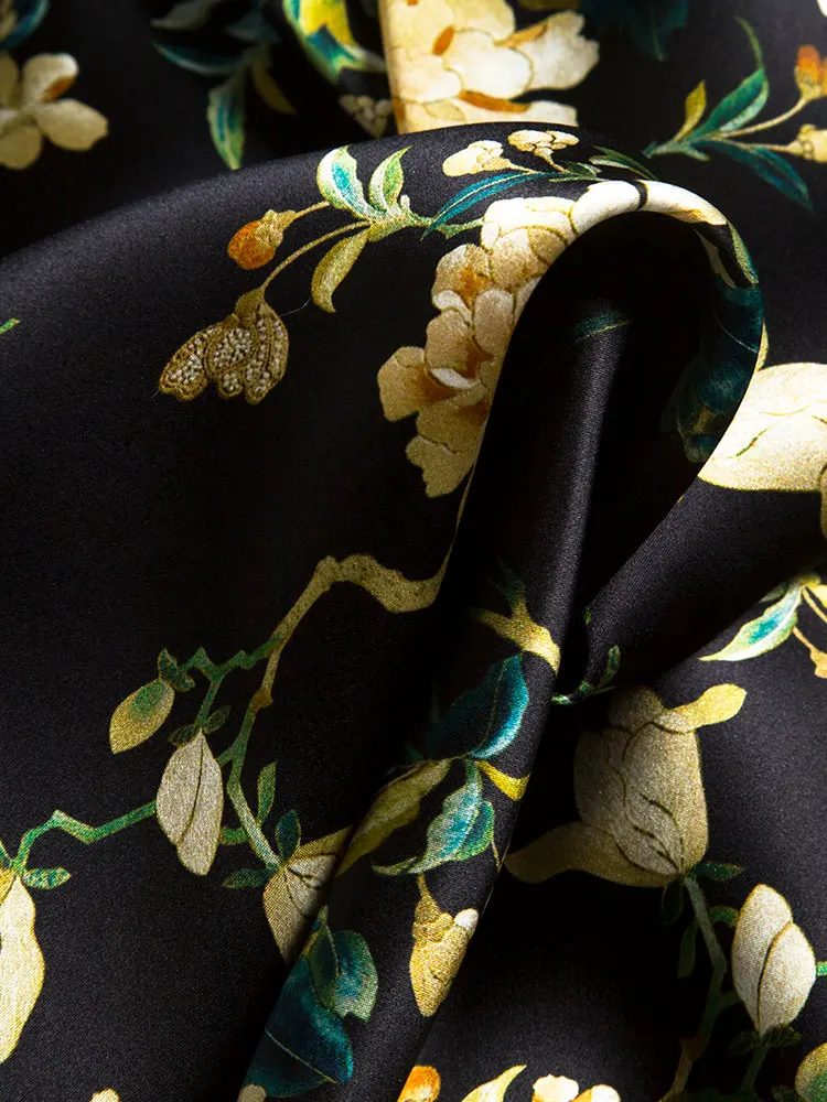 Leidlikkus Kogumise Hinne Muudetud Cheongsam Raske Silk Kuld Pojeng Satiin Prindi Kleit Naiste 2020 Uus Toode