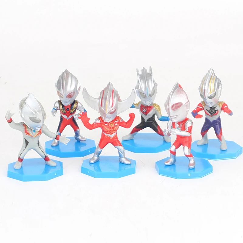 7cm 6tk/palju Cartoon Ultraman Mudeli Tegevus Joonis Mänguasjad Kook Teenetemärgi Lastele Kingitused