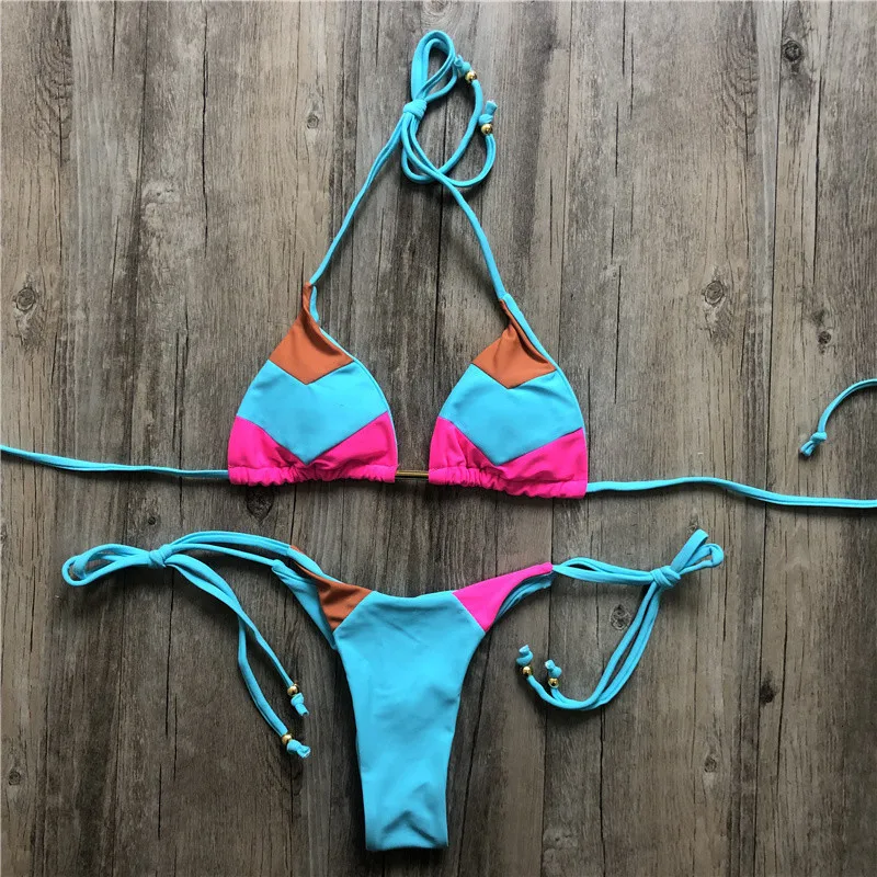 Seksikas Päitsed Ujumistrikoo Naistele Thong Micro Bikini Push Up 2020 Brasiilia Bikiinid Troopiline Taim Prindi Supelrõivad String Mini Ujumistrikoo