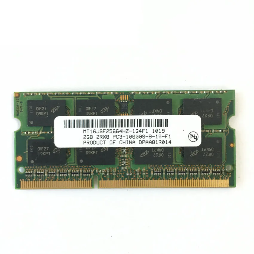 DDR3 2G PC3-10600S 1333Mhz 2gb Sülearvuti Mälu pc3 10600S 1333MHZ Sülearvuti Moodul SODIMM RAM Micron kiibistik