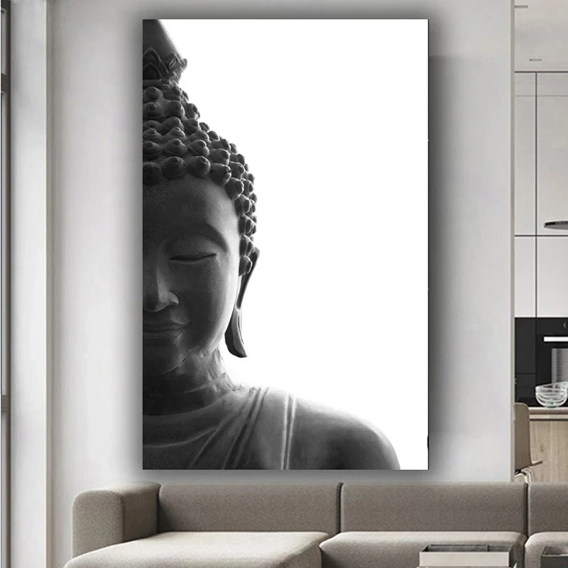Tänapäevane Buddha Pea Lõuendile Maali Must ja Valge Plakatid ja Pildid Cuadros Seina Art Pilte elutuba Kodu Kaunistamiseks