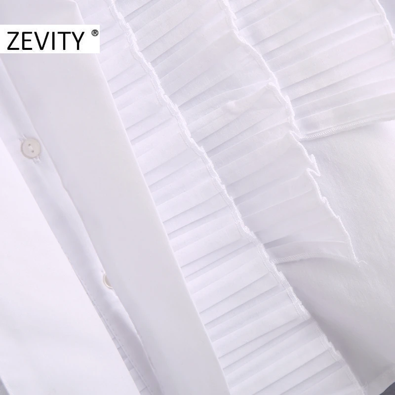 Zevity naiste mood vibu krae vajutage plisseeritud ruffles vabaaja smock stiilne pluus daamid poplin roupas femininas särgid, topid LS7253