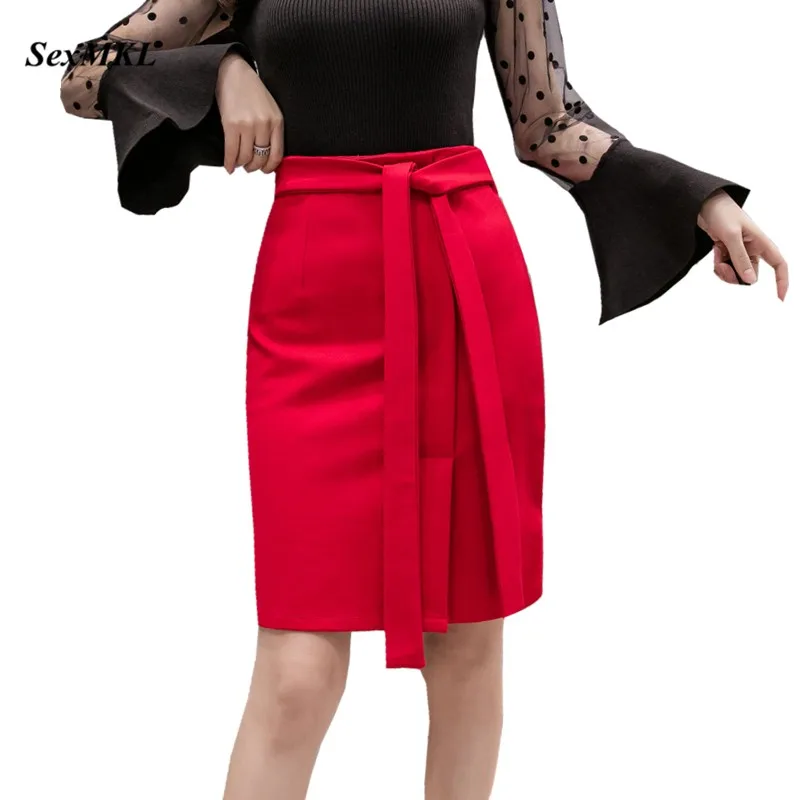 Pluss Suurus Faldas Mujer Moda 2020 Naiste Seelik Mood Kõrge Vöökoht Punane Seelikud Jupe Femme Office Daamid Seksikas Must Pliiats Seelik