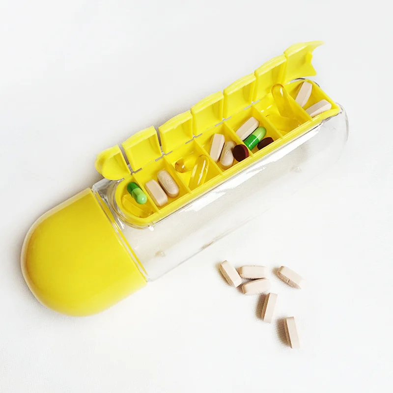 Kaasaskantav Meditsiin Korraldaja Vee Pudel Väljas 7 Kupeed Pill Box Loominguline Veekeetja Drinkware
