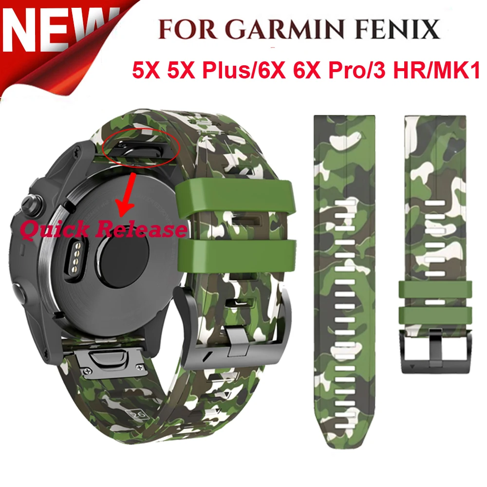 Uus 26MM Silikoon Quick Release Watchband Rihma Garmin Fenix 5X Pluss 3HR Vaadata Easyfit Randme Bänd Rihma Fenix 6X Pro MK1