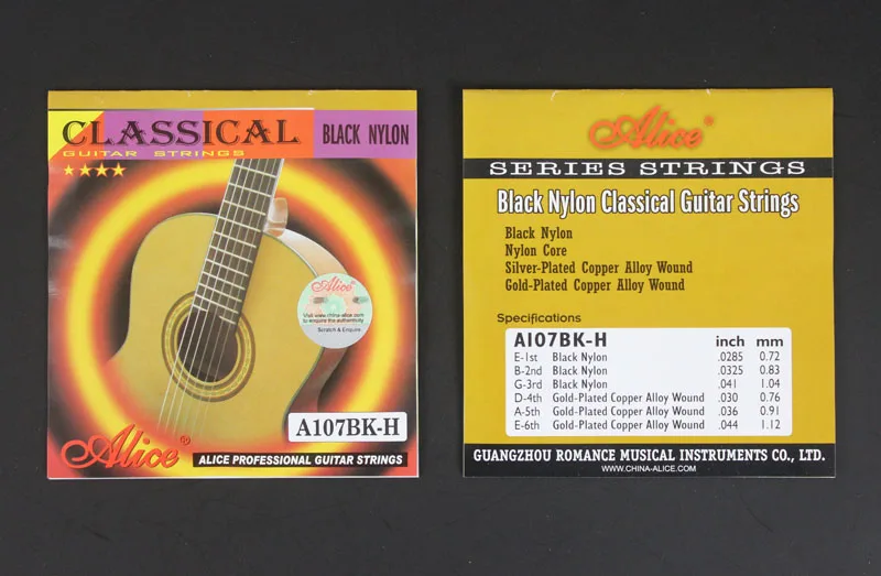 10tk Alice A107BK-H Gold-Plated Kõva Pinge Must Nailon Ühe Klassikalise Kitarri Stringid