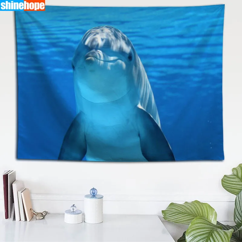 Custom Dolphin vaip seina riputamise tapestry kodu kaunistamiseks ristküliku magamistoas seina art tapestry 140X250cm