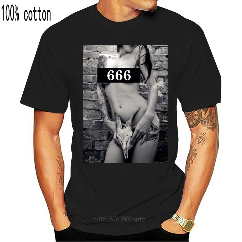 Seksikas 666 Tüdruk Kolju Tattoo Lõbus T-Särk Meestele, Naistele, Unisex Top-No Pain No Gain 1299