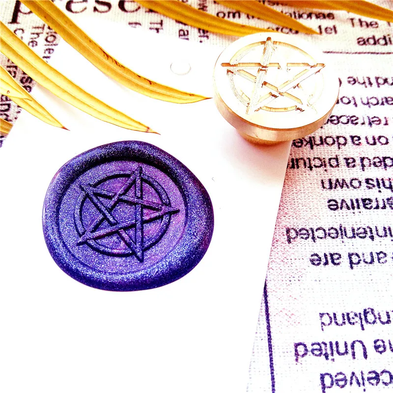 Pentagramm Viie osutas Star vaha tihend templiga,pitseerida Ümbrik DIY sealing wax tempel vintage custom disain box set puit, metall käepide