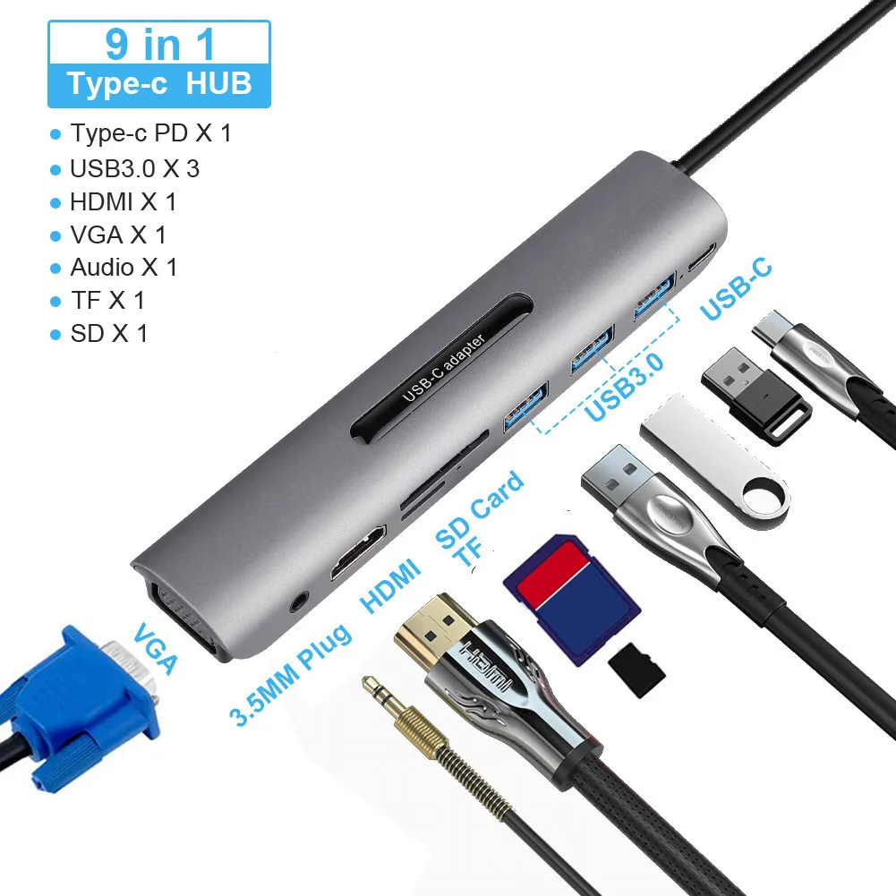 USB 3.0 HUB, Multi USB-Jaoturi 3 USB3.0-Port koos PD eest MacBook Surface Pro 6 PC-Arvuti Lisaseadmed-USB-HUB