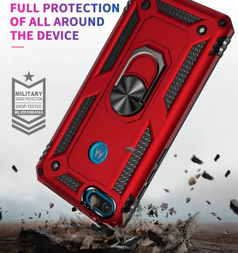 Luksus Armor Põrutuskindel Telefon Puhul Motorola MOTO E5 E6 Mängida E6Plus Üks Hyper G Stylus Z4 Katta Auto Magnet Rõngas Bumper Case