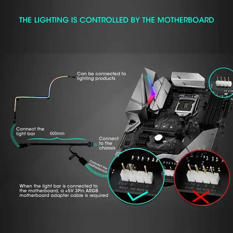 21.7 aastal ARGB Valguse Värviline Dekoratiivne LED-Riba-5V 3Pin Adresseeritavad Paindlik Paigaldus Arvuti Puhul, Arvuti Puhul, Hele