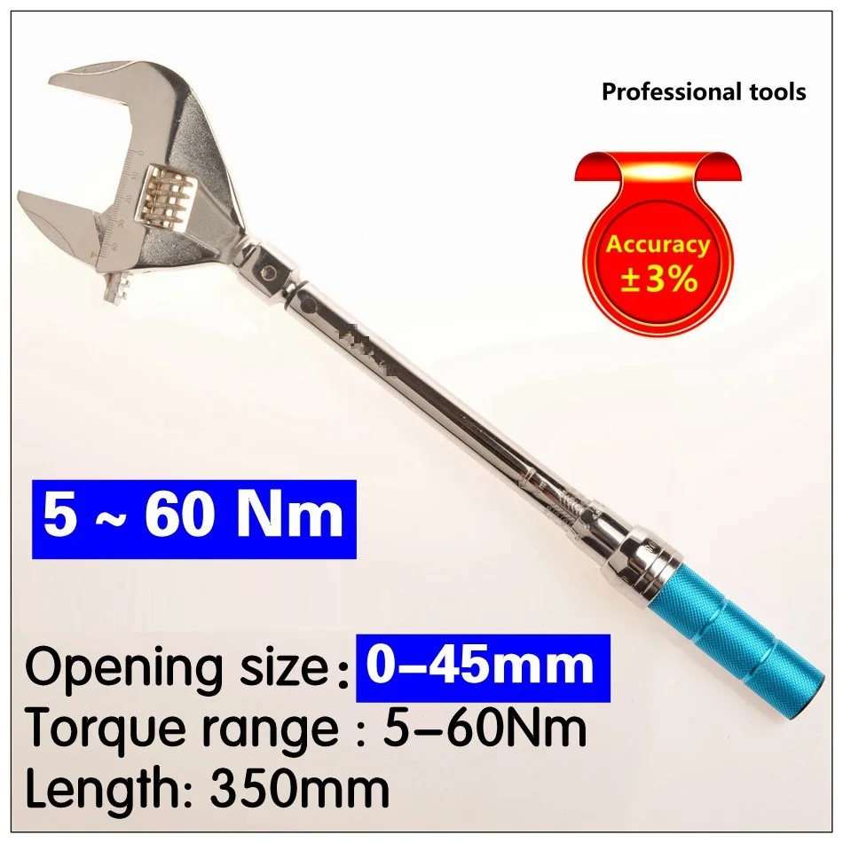 9X12 1-60N.m (0-35--46 MM) 3% AVATUD Torque Wrench Adjustable Torque Wrench Mutrivõtmete Vahetatavad Käsi