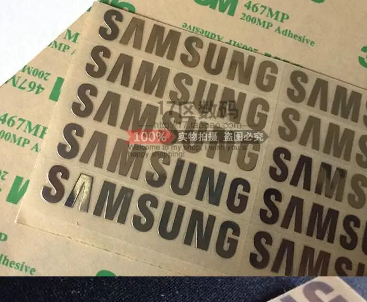 Tasuta kohaletoimetamine 1.9X0.3cm 100tk / palju Hõbedane Samsung logo metallist kleebi Samsung galaxy S3 s4 s5 metallist kleebised Samsung logo