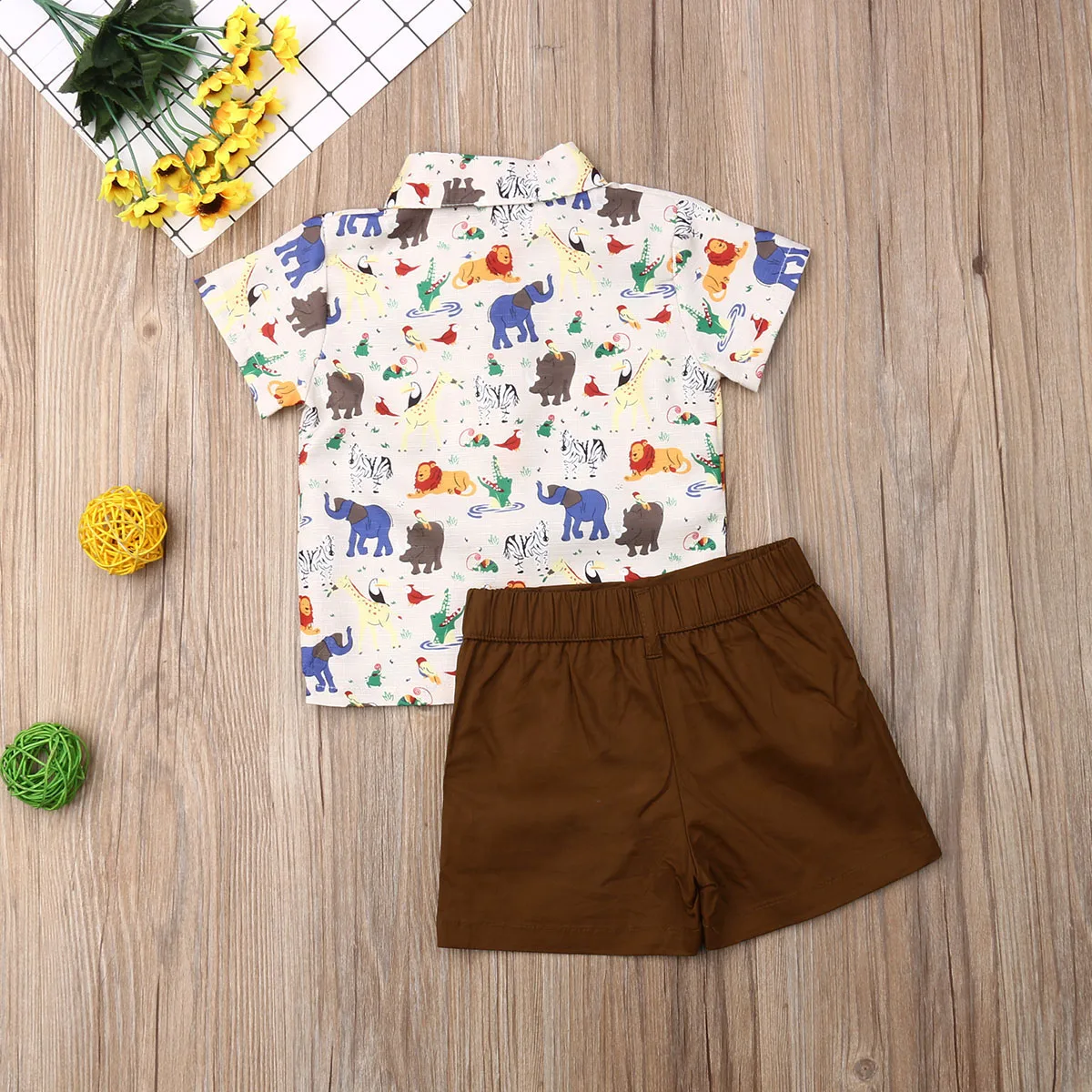 Mood suvel imiku väikelapse poiss riiete komplekt multikas loomade prindi särk, top + püksid väljas vaba aja ülikond