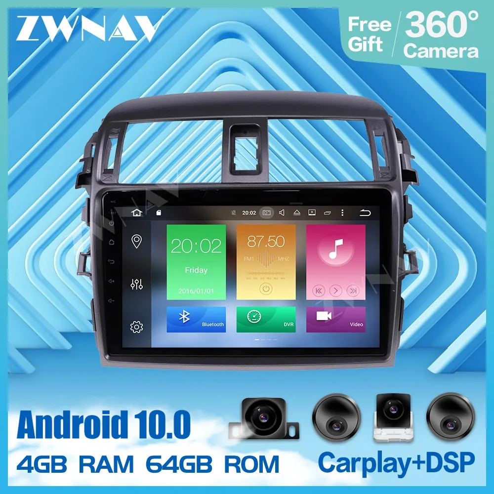 2 din touch IPS ekraaniga Android 10.0 Auto Multimeedia mängija Toyota Corolla 2006-2013 car audio stereo raadio GPS navi juhtseade
