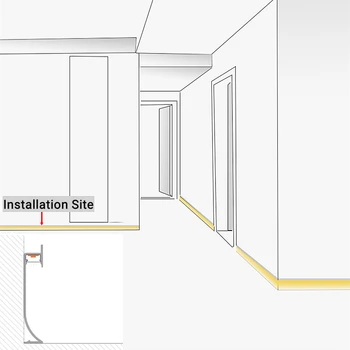 0,5 m Põrandaliistud Line Baar Tuled Seinale Paigaldatud LED Nurgas Alumiinium Profiilid Kanali Piimjas Katta Piiri Home Decor Strip Lambid
