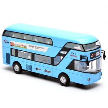 1:32 Double Decker Sulamist Londoni Bussi Transport Mudel Autod Mänguasja Muusika Vilkuv Tõmba Tagasi Diecast Sõidukid Mänguasjad lastele kingitused Teenetemärgi
