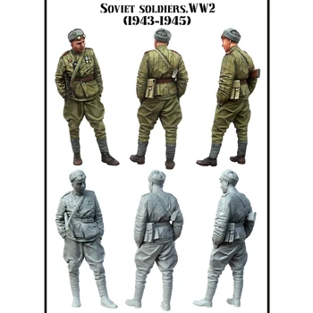 1/35 Nõukogude Sõdurid.WW2 Vaik kit sõdurid GK Sõjaväe teema Stseeni koostisega Pinnakatteta Nr värv