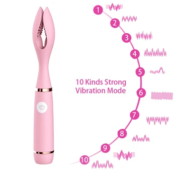 10 Mode Vibraator Laadimine USB Vibratsiooni Massager Topelt Clip Vibreeriv Nibu Klambritega Kliitori Stimulaator naistele Täiskasvanud Sextoys
