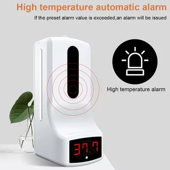 1000ml K9 Pro Seinale paigaldatud termomeeter seebidosaator koos häire, sobib kasutamiseks kontorites,kodus, koolides ja kogukondades