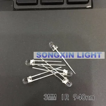 1000pcs 3mm Läbipaistev IR LED 3mm Läbipaistev Infrapuna-940nm 940 nm, LED-Light Emitting Diode Lamp Vesi Selge Pirn