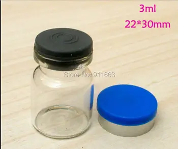 (100sets/palju) 3ml,20mm ava,selge klaas viaali koos 20mm kummist korgiga+20 mm flip off korgid,klaasist pudelid