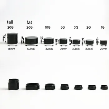 100tk/palju 1g, 2g, 3g 5g 10 g 20 g Must Plastik Purk Mini Ring Koor Purgid Korduvtäidetavaid Kosmeetika Pudel moodustavad Proovi Paak Tühi