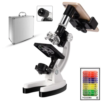 100X-600X-1200X Lapsed Algaja Bioloogiliste Uuendatud Mikroskoobi Metallist korpus LED/Peegel valgusallikas Veavad Sulam, Ladustamise Kasti