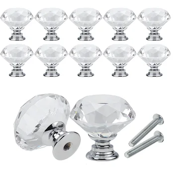 10tk/set 30mm Teemant Kuju Disain Crystal Sahtel Tõmba Köök Uksega Riidekapp Käepide Riistvara Kapp Klaasist Nupud Kapi Nupp