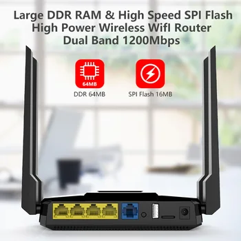 1200Mbps Suure võimsusega Gigabit dual sagedus 5.8 G traadita ruuter toetab 4 RJ45 võrgustik sadamate APN / VPN USB3.0 Sadamad, Eesti