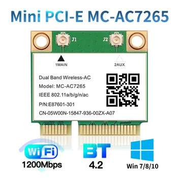 1200Mbps Traadita MC-AC7265 Poole Mini PCI-E Wifi Kaart, Bluetooth 4.2 802.11 ac Dual Band 2.4 G 5Ghz Adapter Sülearvuti Kui 7260HMW