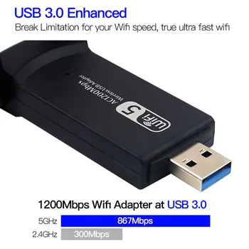 1200Mbps USB WiFi Adapter Dual Band Wireless Network Lan Card WiFi Vastuvõtja 802.11 ac Wifi External Desktop